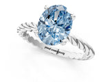 White gold Fancy Blue Oval  Cut Solitaire Twisted Band with Four-Prong Setting_88