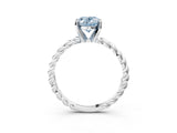White gold Fancy Blue Oval  Cut Solitaire Twisted Band with Four-Prong Setting_90