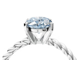 White gold Fancy Blue Oval  Cut Solitaire Twisted Band with Four-Prong Setting_91