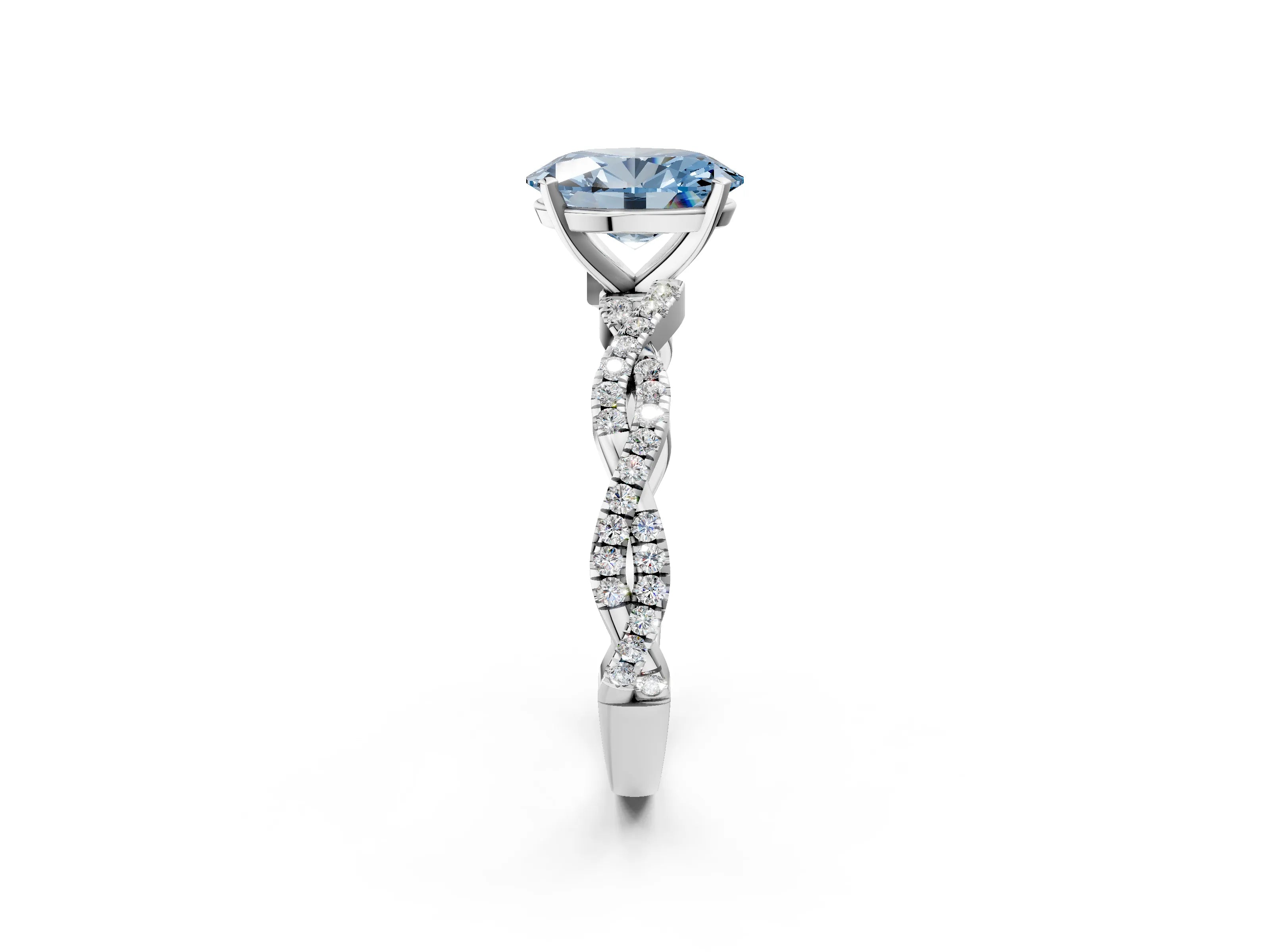 White gold Fancy Blue Oval Cut Solitaire Twisted Pave Band with Four-Prong Setting_17