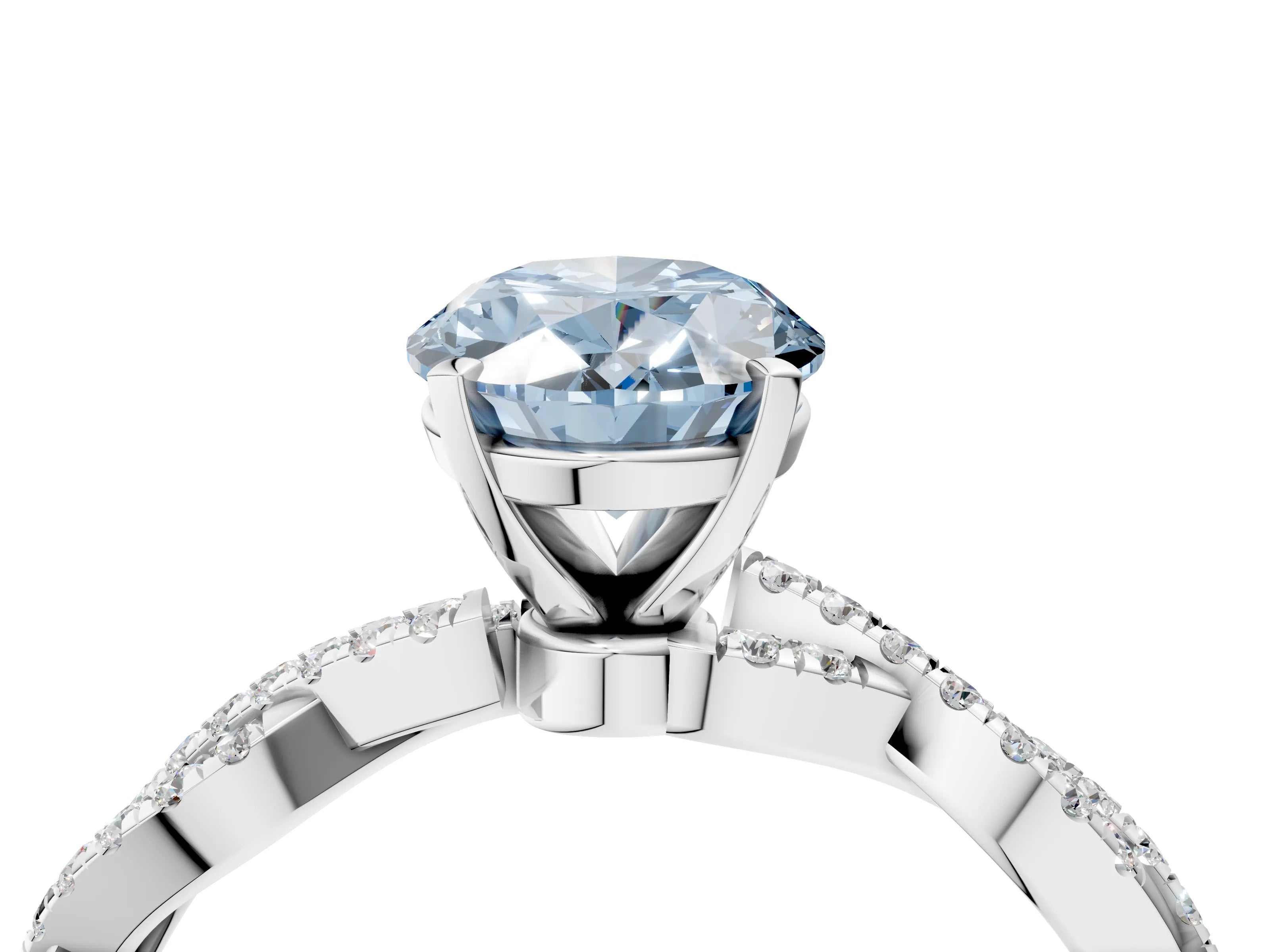 White gold Fancy Blue Oval Cut Solitaire Twisted Pave Band with Four-Prong Setting_19