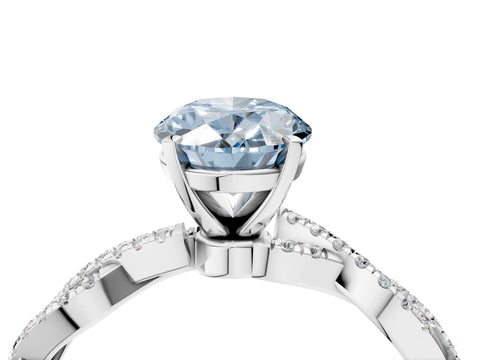 White gold Fancy Blue Oval Cut Solitaire Twisted Pave Band with Four-Prong Setting_19