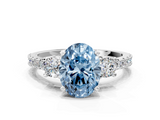 White gold Fancy Blue Oval  Cut Three-Stone Diamond Pavé Band with Prong Setting_17