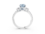White gold Fancy Blue Oval  Cut Three-Stone Diamond Pavé Band with Prong Setting_20