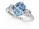 White gold Fancy Blue Oval  Cut Three-Stone Diamond Pave Band with Prong Setting_38