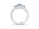 White gold Fancy Blue Oval  Cut Three-Stone Diamond Pave Band with Prong Setting_40
