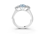 White gold Fancy Blue Oval Cut Three-Stone Diamond Ring with Prong Setting on a Classic Band_15