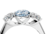White gold Fancy Blue Oval Cut Three-Stone Diamond Ring with Prong Setting on a Classic Band_16