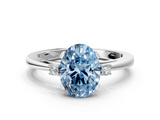 White gold Fancy Blue Oval  Cut Three-Stone Solitaire Ring with Round Accent Diamonds and Four-Prong Setting_19