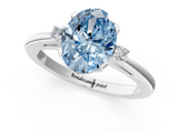 White gold Fancy Blue Oval  Cut Three-Stone Solitaire Ring with Round Accent Diamonds and Four-Prong Setting_20