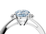 White gold Fancy Blue Oval  Cut Three-Stone Solitaire Ring with Round Accent Diamonds and Four-Prong Setting_23