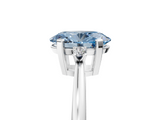 White gold Fancy Blue Oval  Cut Three-Stone Solitaire Ring with Round Accent Diamonds and Four-Prong Setting_24