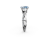 White gold Fancy Blue Oval  Cut Twist Band Solitaire Diamond Ring with Pavé Setting_5