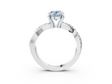 White gold Fancy Blue Oval  Cut Twist Band Solitaire Diamond Ring with Pavé Setting_6