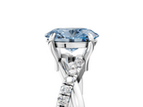 White gold Fancy Blue Oval  Cut Twist Band Solitaire Diamond Ring with Pavé Setting_8