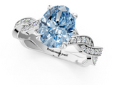 White gold Fancy Blue Oval  Cut Twisted Pavé Band Solitaire Ring with Four-Prong Setting_55