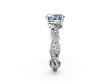 White gold Fancy Blue Oval  Cut Twisted Pavé Band Solitaire Ring with Four-Prong Setting_56