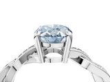 White gold Fancy Blue Oval  Cut Twisted Pavé Band Solitaire Ring with Four-Prong Setting_58