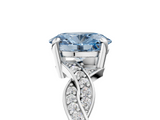 White gold Fancy Blue Oval  Cut Twisted Pavé Band Solitaire Ring with Four-Prong Setting_59