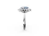 White gold Fancy Blue Oval  Diamond Cluster Halo Ring with Solitaire Band and Four-Prong Setting_22