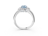 White gold Fancy Blue Oval  Diamond Cluster Halo Ring with Solitaire Band and Four-Prong Setting_23