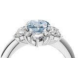 White gold Fancy Blue Oval  Diamond Cluster Halo Ring with Solitaire Band and Four-Prong Setting_24