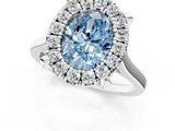 White gold Fancy Blue Oval  Diamond Cluster Halo Solitaire with Four-Prong Setting_107