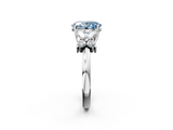 White gold Fancy Blue Oval  Diamond Floral Cluster Ring with Solitaire Band and Prong Setting_92