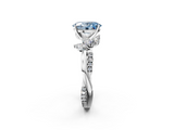 White gold Fancy Blue Oval  Diamond Floral Vine Solitaire Engagement Ring_5