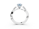 White gold Fancy Blue Oval  Diamond Floral Vine Solitaire Engagement Ring_6