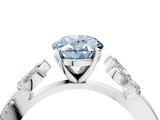 White gold Fancy Blue Oval  Diamond Floral Vine Solitaire Engagement Ring_7