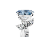 White gold Fancy Blue Oval  Diamond Floral Vine Solitaire Engagement Ring_8