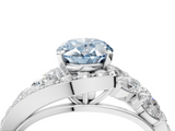 White gold Fancy Blue Oval  Diamond Halo Ring with Marquise and Pavé Band in Prong Setting_104