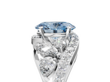 White gold Fancy Blue Oval  Diamond Halo Ring with Marquise and Pavé Band in Prong Setting_105