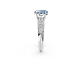 White gold Fancy Blue Oval  Diamond Pavé Band Solitaire Ring with Four-Prong Setting_51