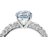 White gold Fancy Blue Oval  Diamond Pavé Band Solitaire Ring with Four-Prong Setting_53