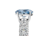 White gold Fancy Blue Oval  Diamond Pavé Band Solitaire Ring with Four-Prong Setting_54