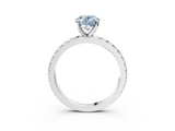White gold Fancy Blue Oval  Diamond Pavé Band Solitaire with Four-Prong Setting_229