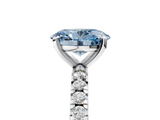 White gold Fancy Blue Oval  Diamond Pavé Band Solitaire with Four-Prong Setting_231