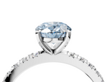 White gold Fancy Blue Oval  Diamond Pavé Band Solitaire with Four-Prong Setting_236