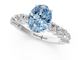 White gold Fancy Blue Oval  Diamond Pavé Band Solitaire with Four-Prong Setting_4