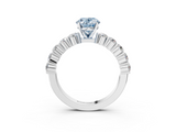 White gold Fancy Blue Oval  Diamond Pavé Band Solitaire with Four-Prong Setting_6