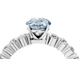 White gold Fancy Blue Oval  Diamond Pavé Band Solitaire with Four-Prong Setting_7