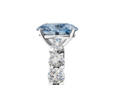 White gold Fancy Blue Oval  Diamond Pavé Band Solitaire with Four-Prong Setting_8