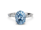 White gold Fancy Blue Oval  Diamond Pavé Band with Six-Prong Setting_27