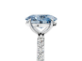 White gold Fancy Blue Oval  Diamond Pavé Band with Six-Prong Setting_32