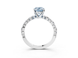 White gold Fancy Blue Oval  Diamond Prong Set Engagement Ring with Pave Band_204