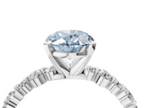 White gold Fancy Blue Oval  Diamond Prong Set Engagement Ring with Pave Band_205