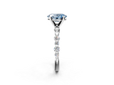 White gold Fancy Blue Oval  Diamond Prong Set Engagement Ring with Pave Band_209