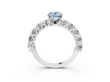 White gold Fancy Blue Oval  Diamond Prong Setting with Side Stones on a Pave Band_137